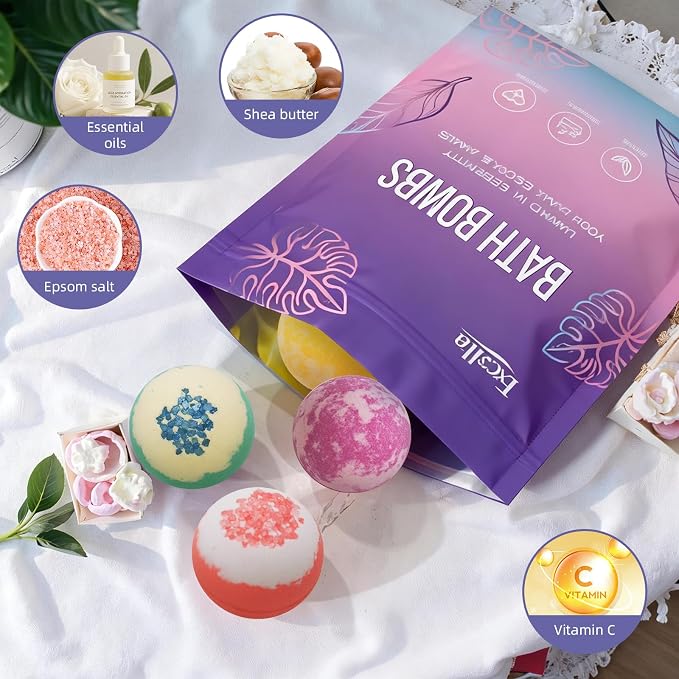 Bath Bombs for Women, 9 Pack Bath Bombs- Mothers Day Gifts for Mom, Shea & Coco - Image 3