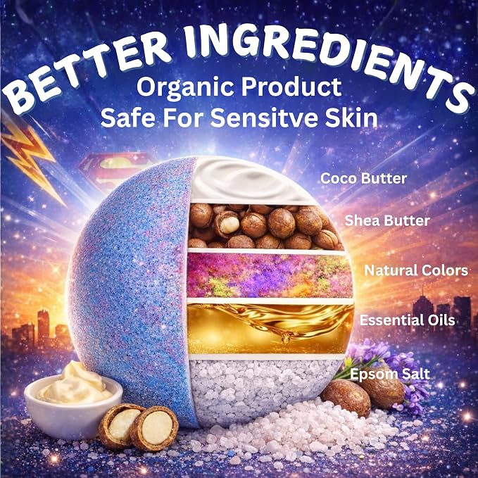 EvolutionUSA 6 Purple Epic Superhero Bath Bombs - Image 3