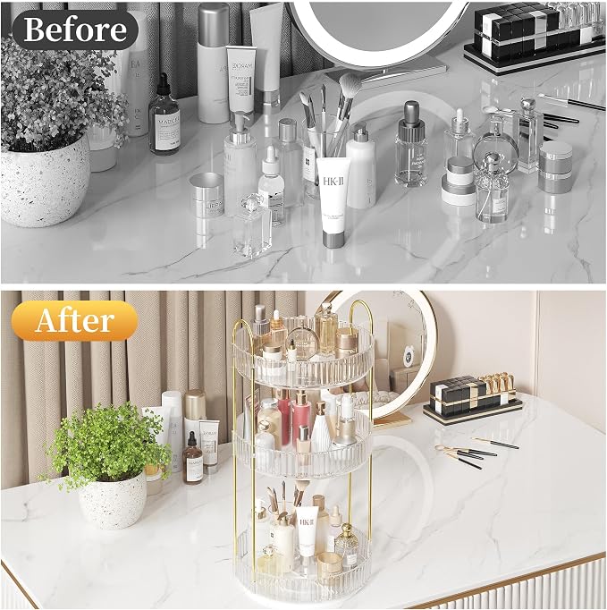 Rotating Makeup Organizer Countertop, Skincare Organizers, Spinning Perfume - Image 4