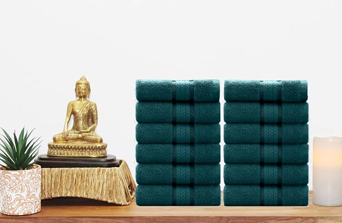 Cotton Craft Ultra Soft 12 Pack Wash Cloths 12x12 Teal Weighs 2 Ounces Each - Image 4