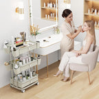 3 Tier Drawer Beauty Cart with 12 Movable Storage Organizer, Thickened ABS & - Image 6
