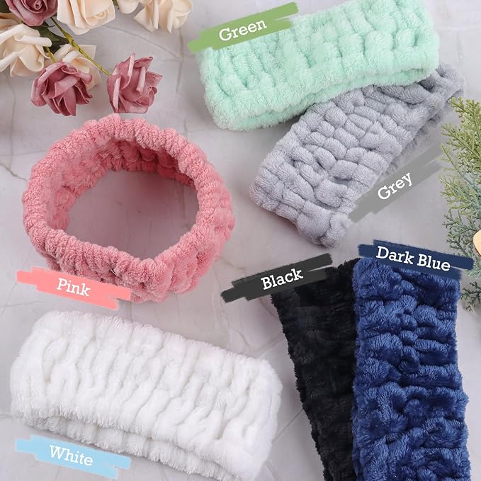6PCS Spa Headband for Women – Soft Terry Cloth Hairband for Facial Makeup - Image 2