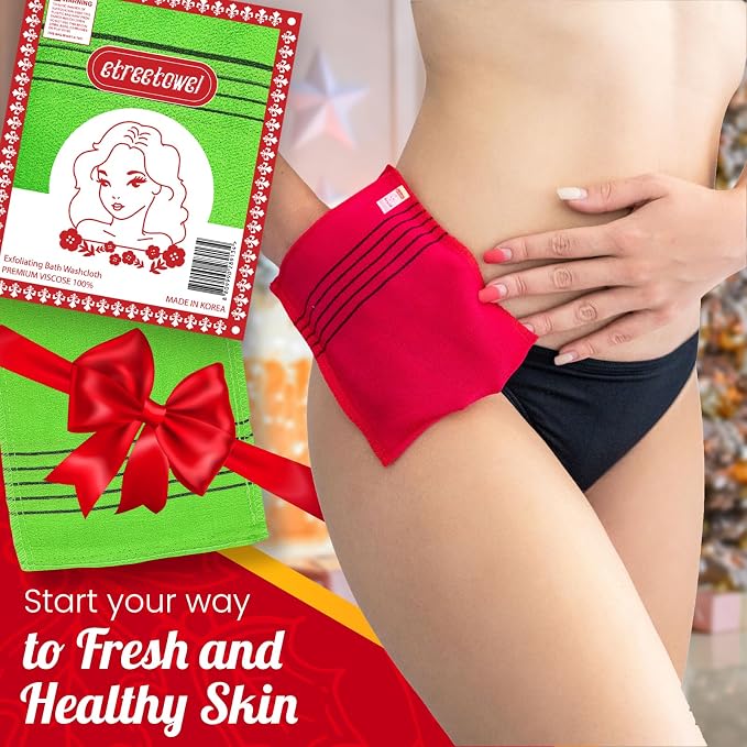 etreetowel Anti-Shrink Korean Asian Exfoliating Bath Washcloths Mitt Scrub - Image 7