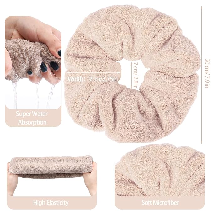 4 Pieces Large Towel Microfiber Drying Soft Scrunchies Thick Scrunchies Fuzzy - Image 2