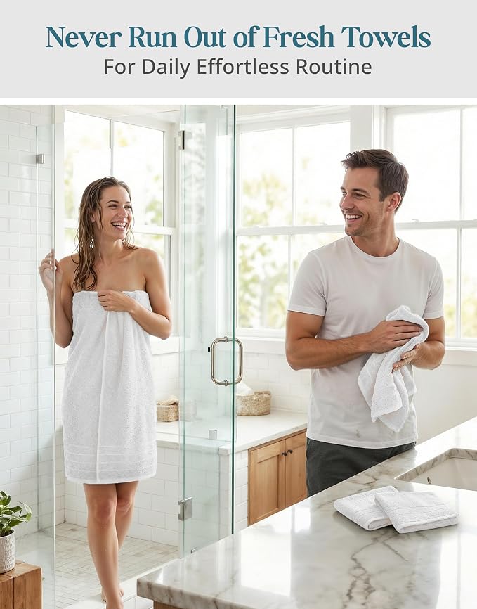 Casa Platino 100% Cotton Luxury Bath Towel Set 8 Pieces - Image 5