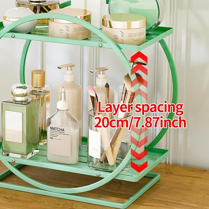 Green Perfume Organizer for Dresser, 2-Tier Bathroom Counter Organizers - Image 7