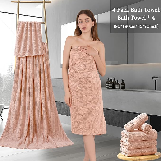 Ycosy 4 Pack Extra Large Microfiber Bath Towels Set, 35x70 inches, Less Lint - Image 7