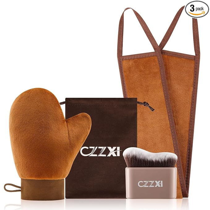 CZZXI Tanning Mitt, Body Brush & Back Tanner Applicator Kit – Self-Tan by CZZXI