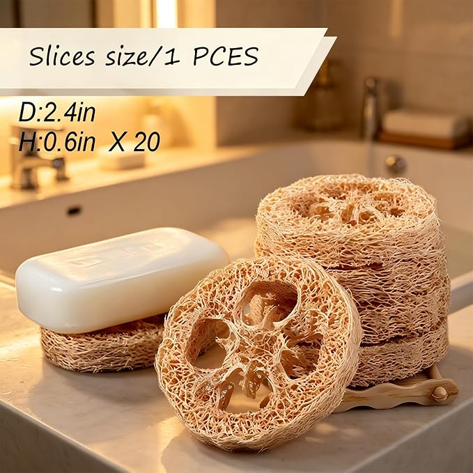 Natural Loofah Slices Cuts for Soap Making-20 Pack Organic Luffa Loofa Sponges - Image 4