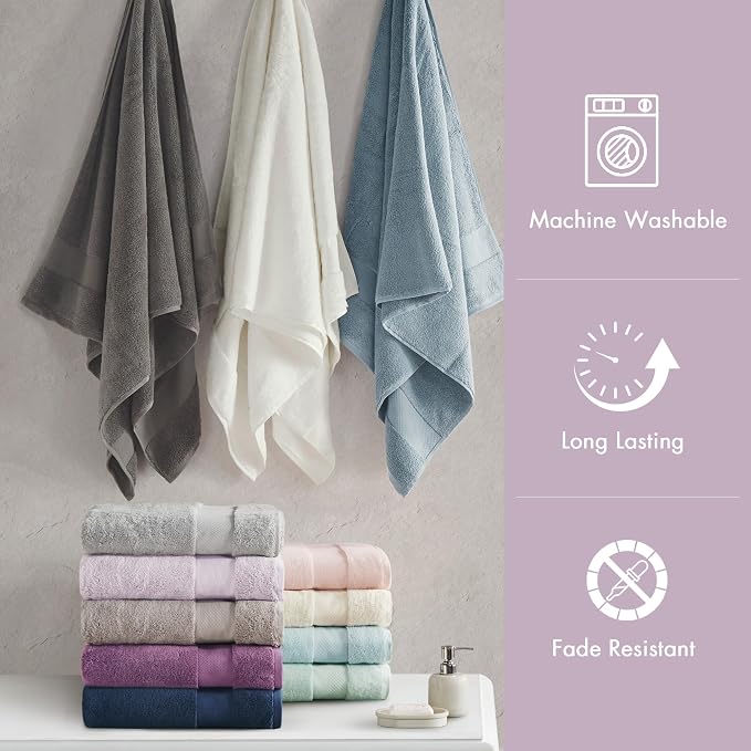 Madison Park Turkish 100% Cotton Towel Set, 600Gsm Luxury Premium Weight - Image 6