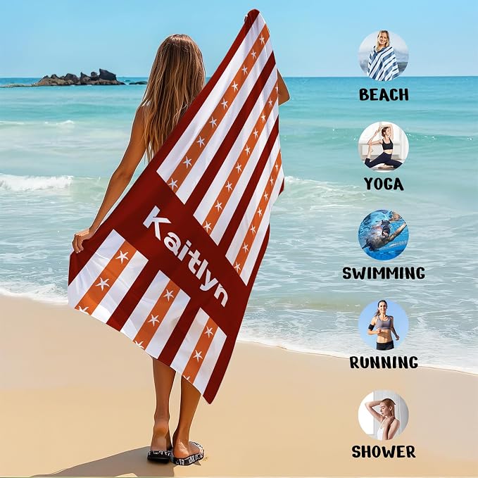JML Custom Beach Towel with Name, Personalized Microfiber Beach Towel with Name - Image 6