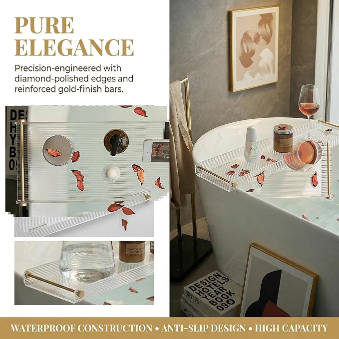 Bathtub Caddy Tray for Luxury Bathroom Bath tub Table Caddy Tray Shelf for - Image 4