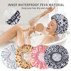 Shower Caps for Women, Double Layers Shower Cap Reusable Waterproof, Bathing - Image 7