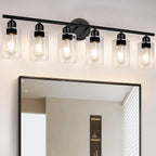 Espird 6 Lights Bathroom Vanity Light Fixtures Matte Black, Rustic Farmhouse by Espird