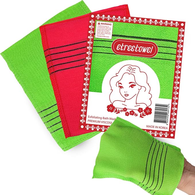 etreetowel Anti-Shrink Korean Asian Exfoliating Bath Washcloths Mitt Scrub - Image 8