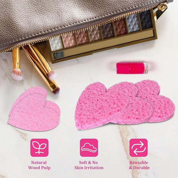 60-Count Kickleen Compressed Cellulose Heart Shape Facial Sponges | 100% - Image 5