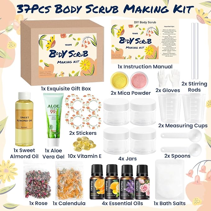 TSVATE Body Scrub Making Kit- Make Your Own Salt Body Scrub, Salt Scrub - Image 2