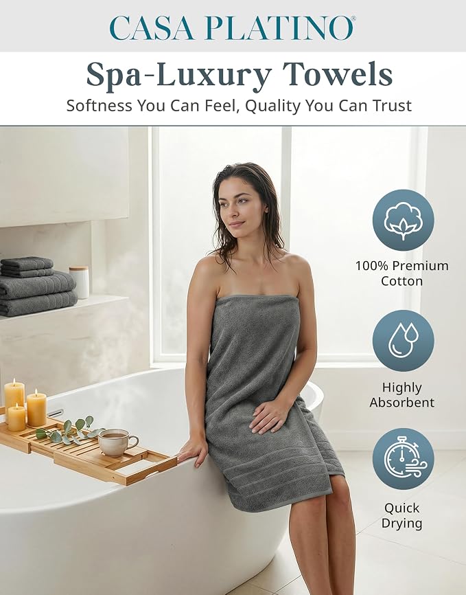 CASA PLATINO Premium Cotton Turkish Towel Set - Image 2