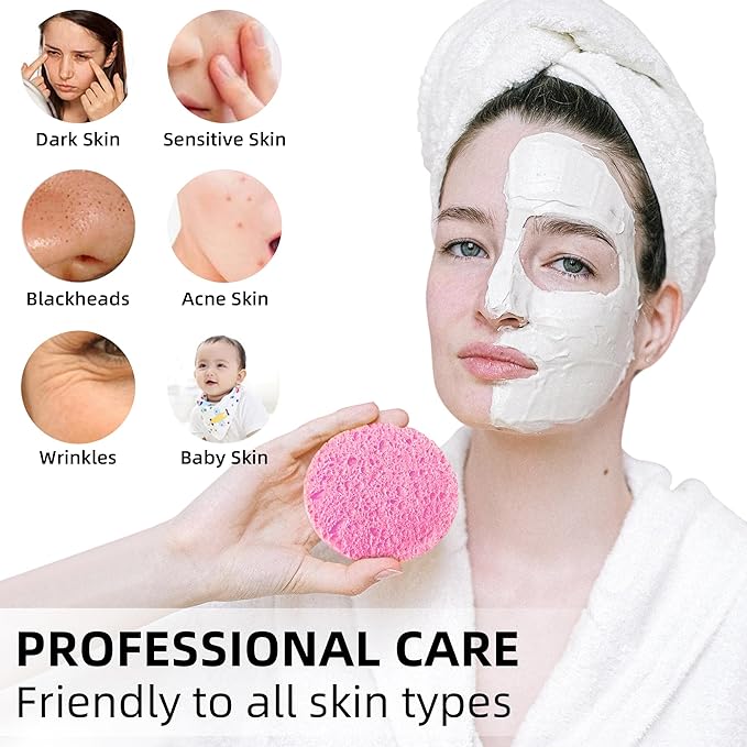 50-Count Compressed Facial Sponges|Kickleen 100% Natural Cellulose Cosmetic Spa - Image 3