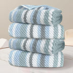 100% Cotton Blue Striped Hand Towels Set of 4, 16x27 Inches, Quick Dry & Highly by VOOVAMOVAS