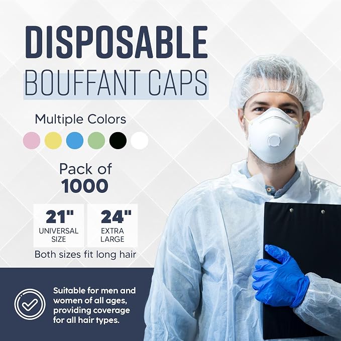 Medical Nation 21" Hair Net Disposable Bouffant Caps |CASE OF 1000, Non-Pleated - Image 3