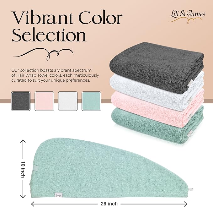 Lili&James 100% Cotton Hair Towel Wrap - Image 2