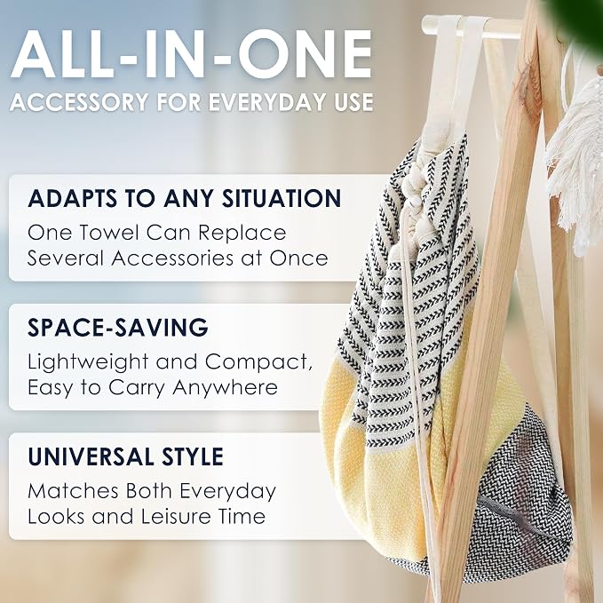 ATANI Turkish Beach Towel, Converts to a Bag, Oversized 100% Cotton Bath Towels - Image 7