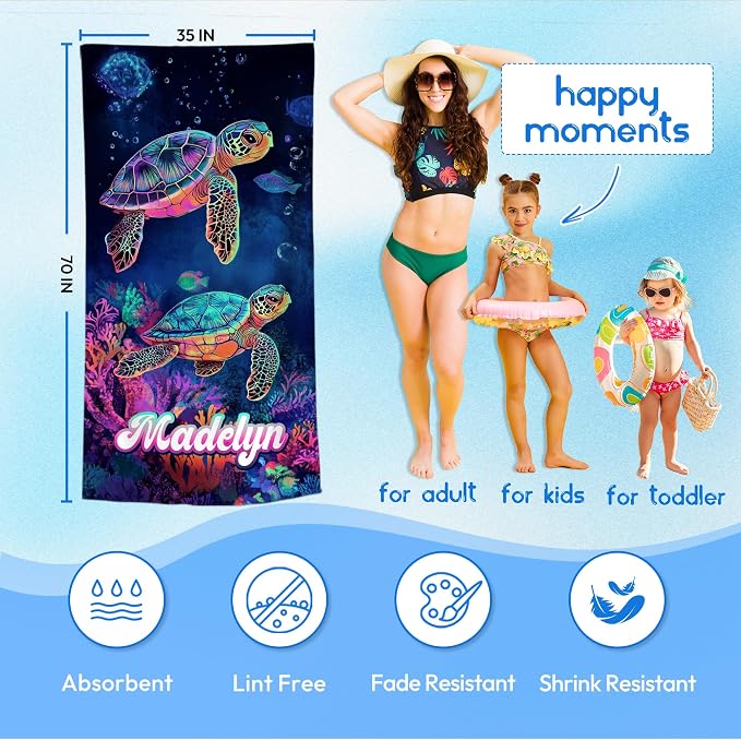 JML Custom Beach Towel with Name, Personalized Microfiber Beach Towel with Name - Image 3