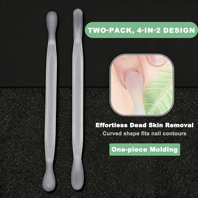 2Pcs Plastic Cuticle Pusher, Dual-end Dead Skin Nail Pusher, Gentle Plastic - Image 4