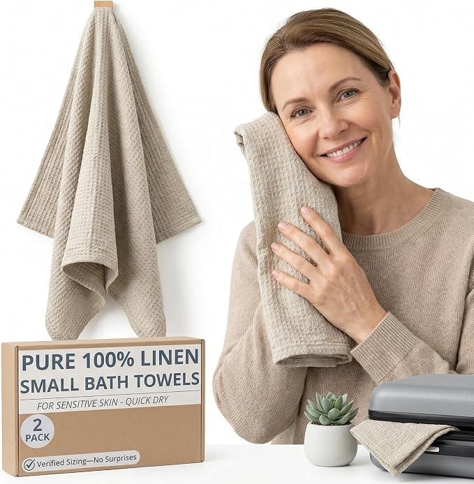 Pure Linen Small Bath Towels - Image 2