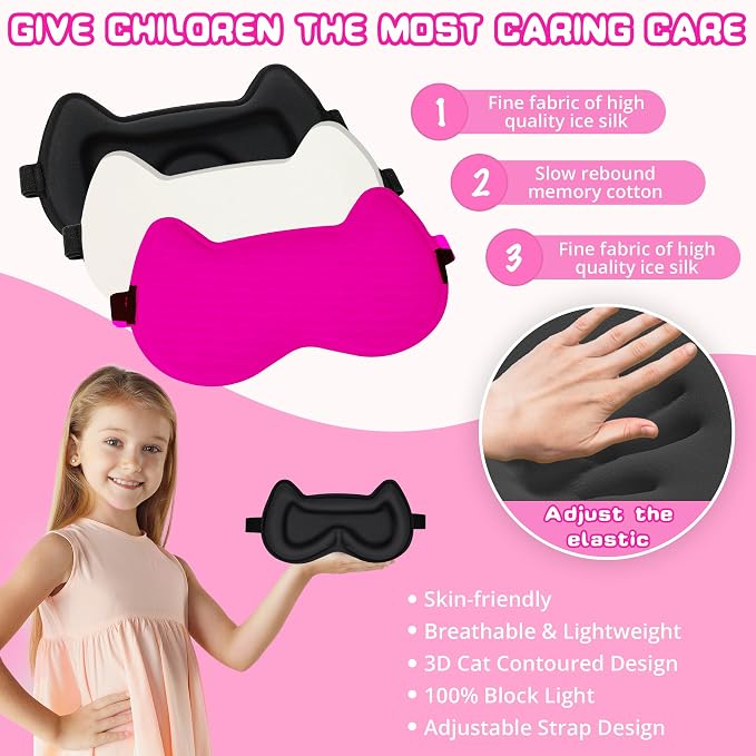 Kids Sleep Mask Eye Mask: 3D Contoured Cup Sleeping Masks, Blindfold - Image 3