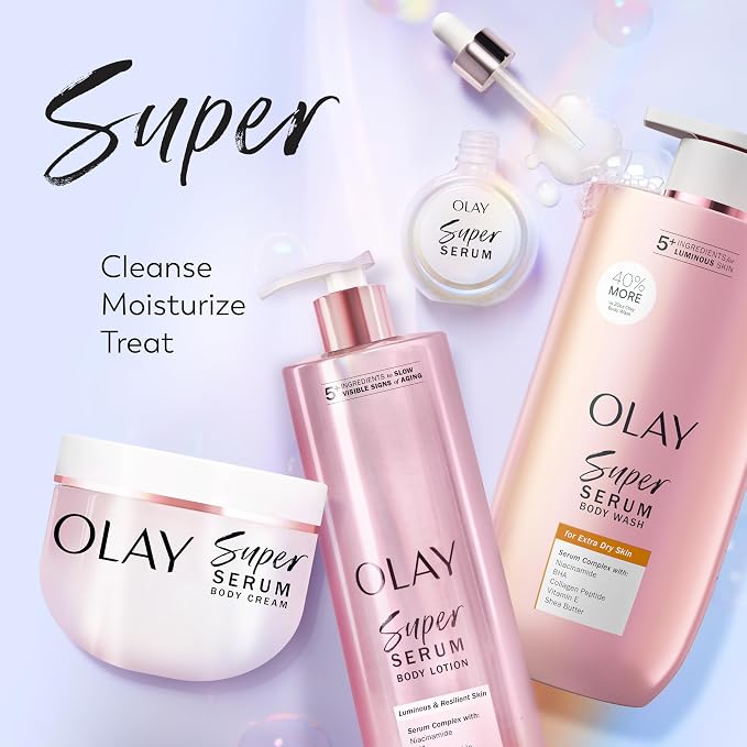 Olay Super Serum Body Wash for Extra Dry Skin, 24hr Long Lasting Hydration - Image 10