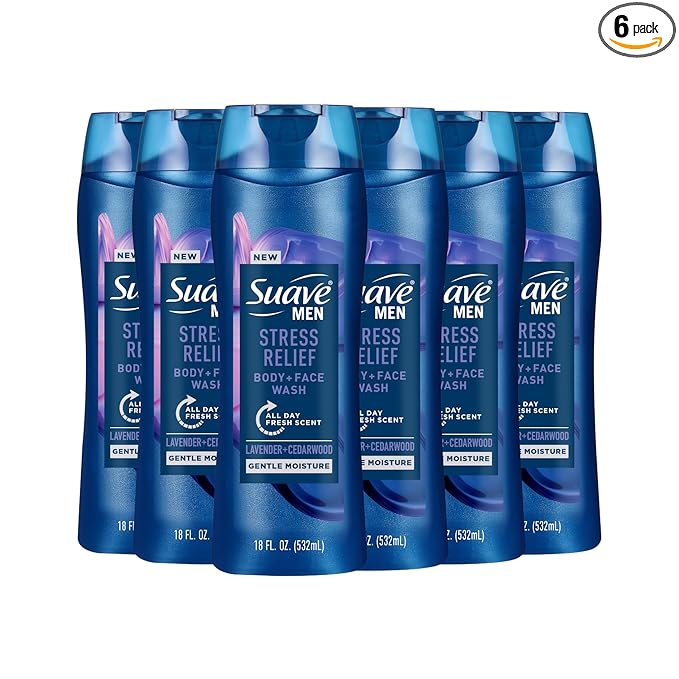 Suave Men’s Stress Relief Body + Face Wash, Gentle Moisture by Suave