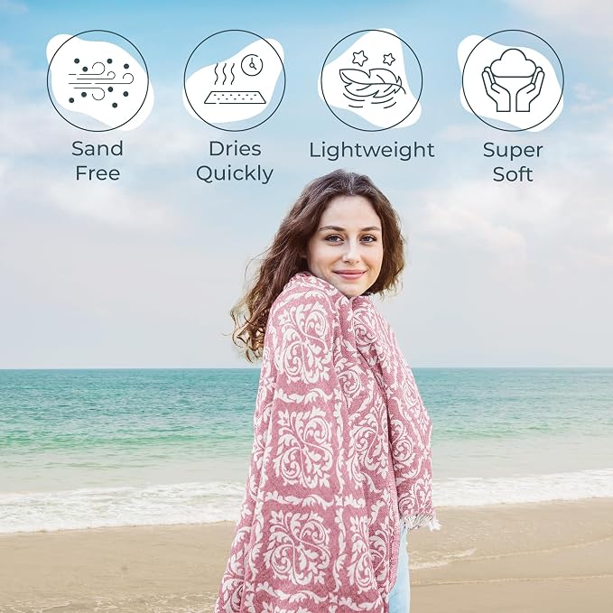 Turkish Beach Towel – 100% Cotton, Quick Dry, Lightweight, Soft Oversized Beach - Image 2