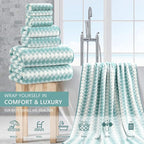 8 Piece Bathroom Towel Set Aqua |2 Oversized Large Bath Towels Sheet, 2 Hand - Image 2