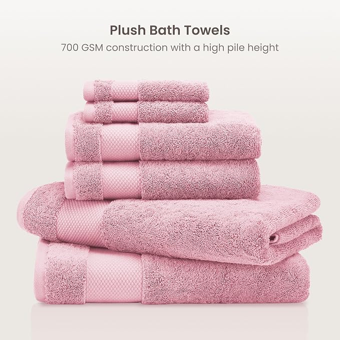 BIOWEAVES 100% Organic Cotton Bath Towel Set | 700 GSM Plush 6-Piece Premium - Image 2
