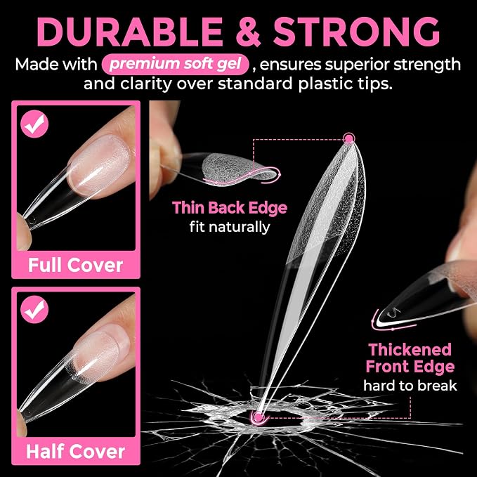 UNA GELLA Long Stiletto Gel Nail Tips: 216pcs Halloween Stiletto Almond Fake - Image 5