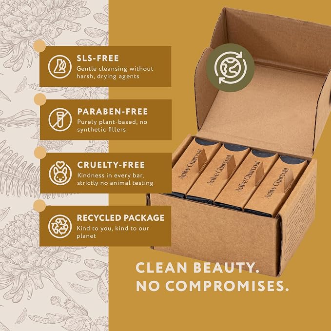 Mary Case Goat Milk & Activated Charcoal Bar Soap Set of 4 | Natural Soap - Image 6