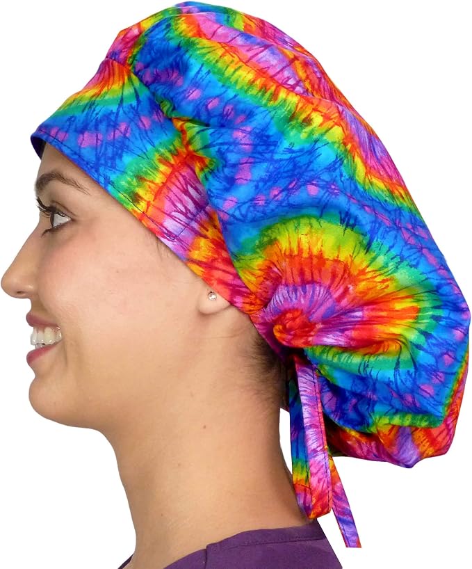 Sparkling EARTH Banded Bouffant Surgical Scrub Ponytail Working Caps and - Image 6