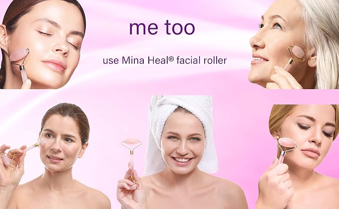 Mina Heal Rose Quartz Face Roller, Lymphatic Drainage Massager, Face Sculpting - Image 6