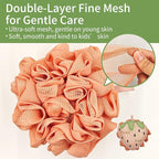 Kids Bath Sponge, Cute Kids Loofah Frog&Strawberry Shower Pouf, Soft Mesh Bath - Image 6
