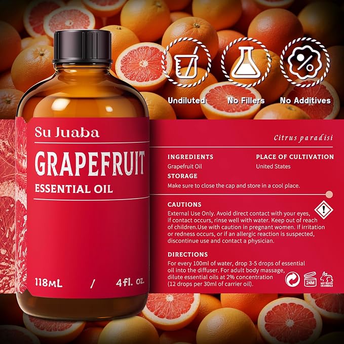 SU JUABA Grapefruit Essential Oil 4 Fl Oz, 100% Pure Natural - Image 6