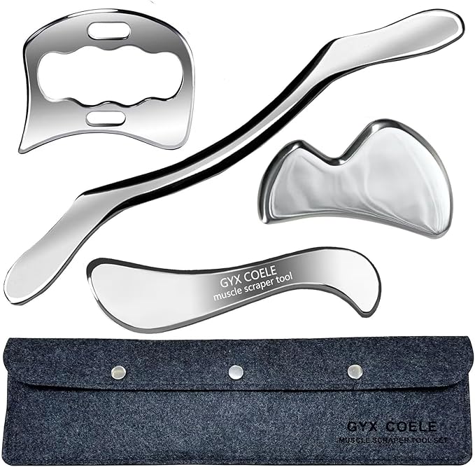 4 in 1 Professional Stainless Steel Muscle Scraper Tool Set, IASTM Therapy Tools by GYXCOELEIASTMTOOL