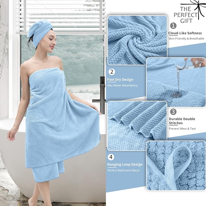Extra Large Bath Towel Set of 4, Oversized Bath Sheet Super Soft Highly - Image 3