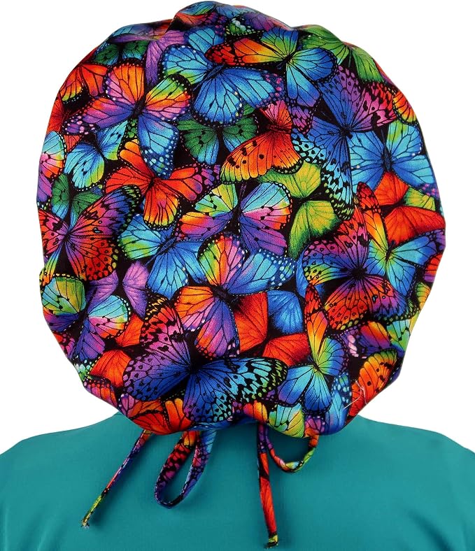 Sparkling EARTH Banded Bouffant Surgical Scrub Ponytail Working Caps and - Image 5
