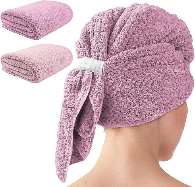 my novel things 2 Pack Extra Large Microfiber Hair Towel, 37.4" x 26.4" Towel by mynovelthings