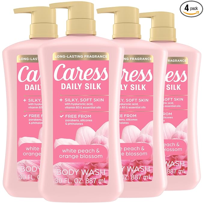 Caress Body Wash With Pump Daily Silk White Peach & Orange Blossom Body Soap by Caress