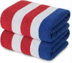 Premium Terry Cabana Beach Towel 2 Pack, 30” x 60” Soft Absorbent Cotton Pool by 9Threads