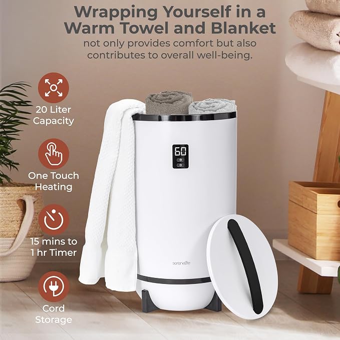 SereneLife Towel Warmer Bucket Style – Portable Blanket Heater - Image 6