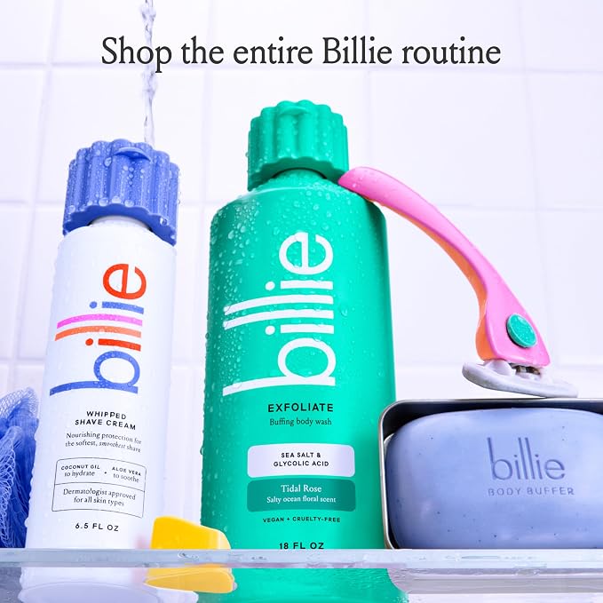 Billie Exfoliating Womens Body Wash, 18 fl oz, Sea Salt & Floral Scent - Image 7
